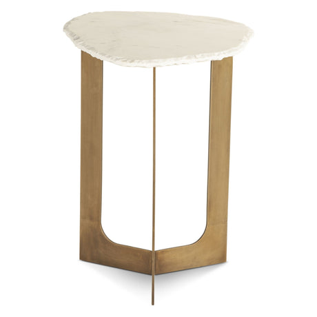 Reno 24" Side Table in White Marble and Antique Brass Base by Home Trends & Design at Eve Furniture