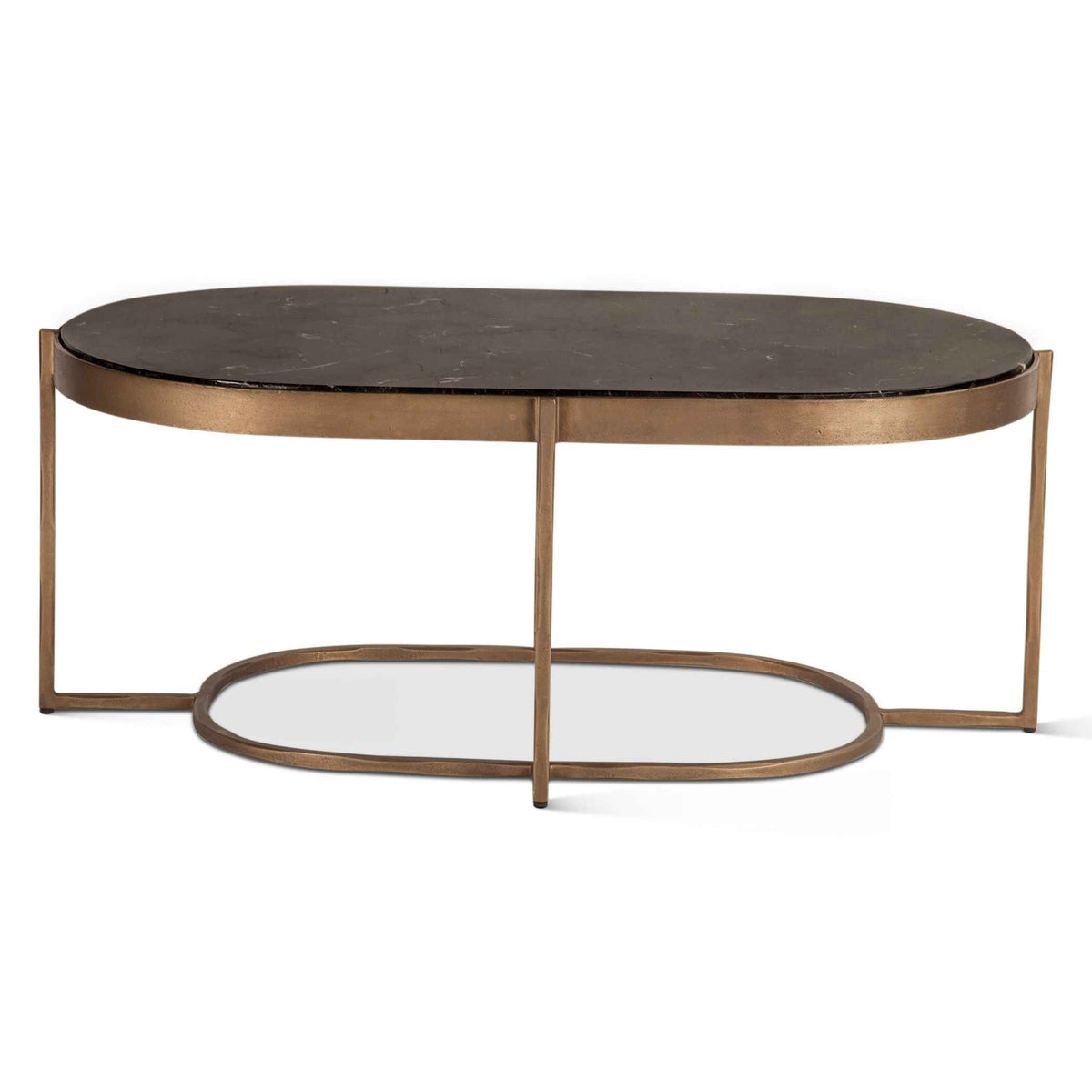 Reno 43" Coffee Table with Black Marble and Antique Brass Base by Home Trends & Design at Eve Furniture