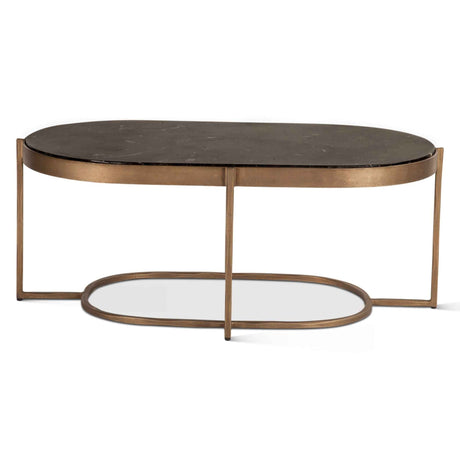 Reno 43" Coffee Table with Black Marble and Antique Brass Base by Home Trends & Design at Eve Furniture