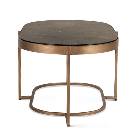 Reno 43" Coffee Table with Black Marble and Antique Brass Base by Home Trends & Design at Eve Furniture