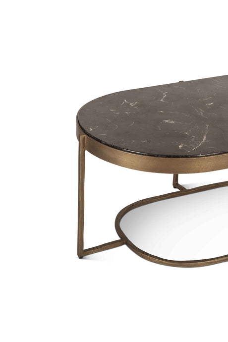 Reno 43" Coffee Table with Black Marble and Antique Brass Base by Home Trends & Design at Eve Furniture