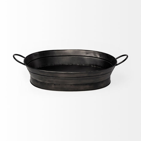 Reno Black Metal Vintage Inspired Basket by Mercana at Eve Furniture