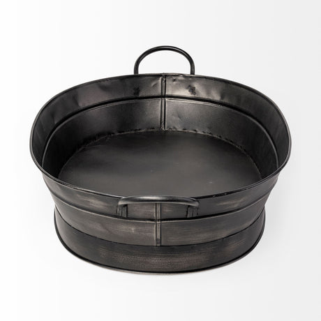 Reno Black Metal Vintage Inspired Basket by Mercana at Eve Furniture