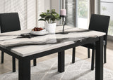 Resia Black & Brown 5-Piece Faux Marble Dining Set by Crown Mark at Eve Furniture