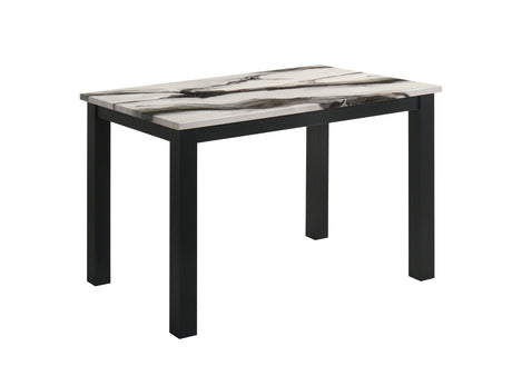 Resia Black & Brown 5-Piece Faux Marble Dining Set by Crown Mark at Eve Furniture