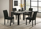 Resia Black & Brown 5-Piece Faux Marble Dining Set by Crown Mark at Eve Furniture