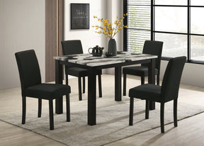 Resia Black & Brown 5-Piece Faux Marble Dining Set by Crown Mark at Eve Furniture