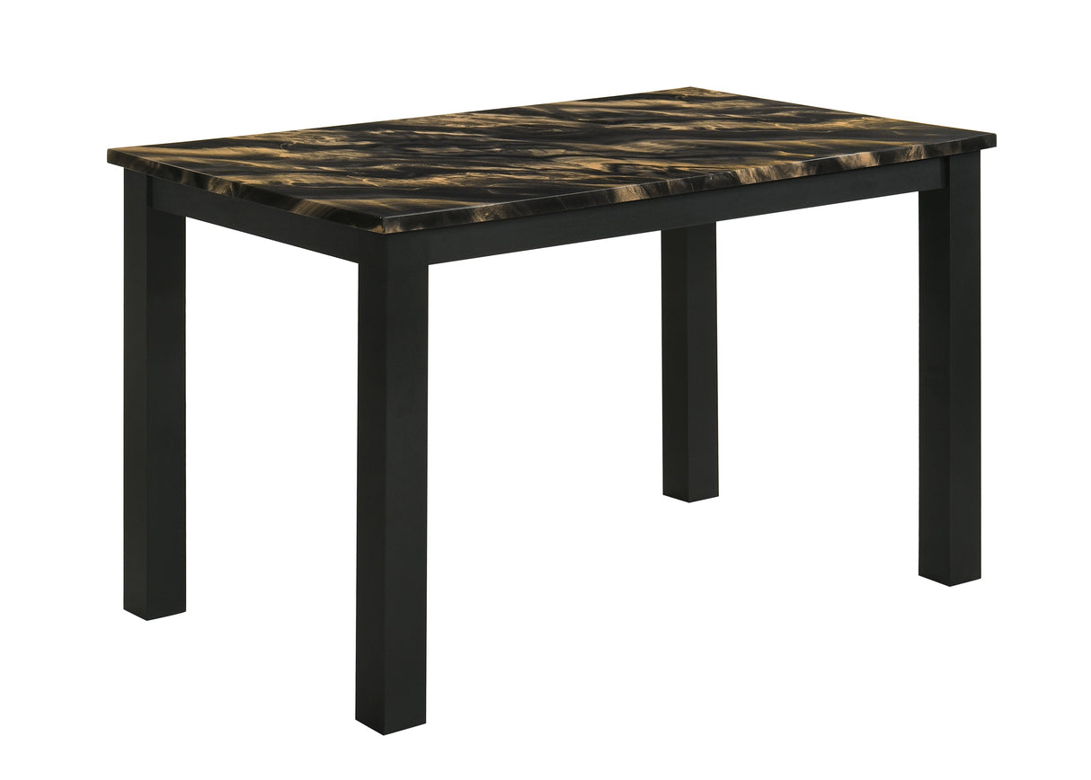 Resia Black & Gold 5-Piece Faux Marble Top Dining Set by Crown Mark at Eve Furniture