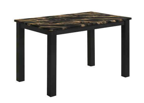 Resia Black & Gold 5-Piece Faux Marble Top Dining Set by Crown Mark at Eve Furniture