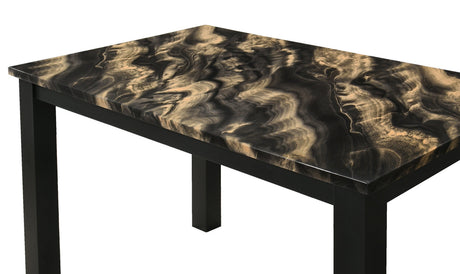 Resia Black & Gold 5-Piece Faux Marble Top Dining Set by Crown Mark at Eve Furniture