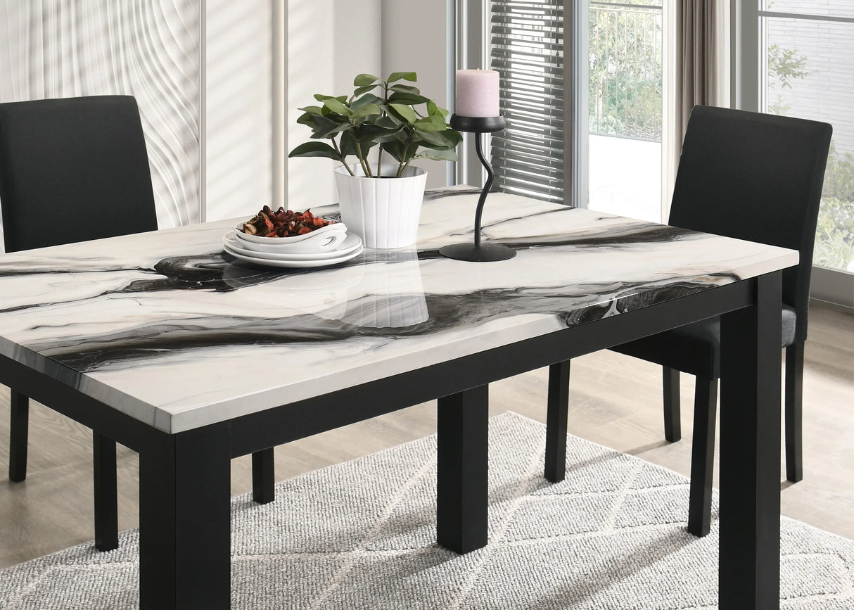 Resia Black/Brown Faux Marble Dining Table by Crown Mark at Eve Furniture