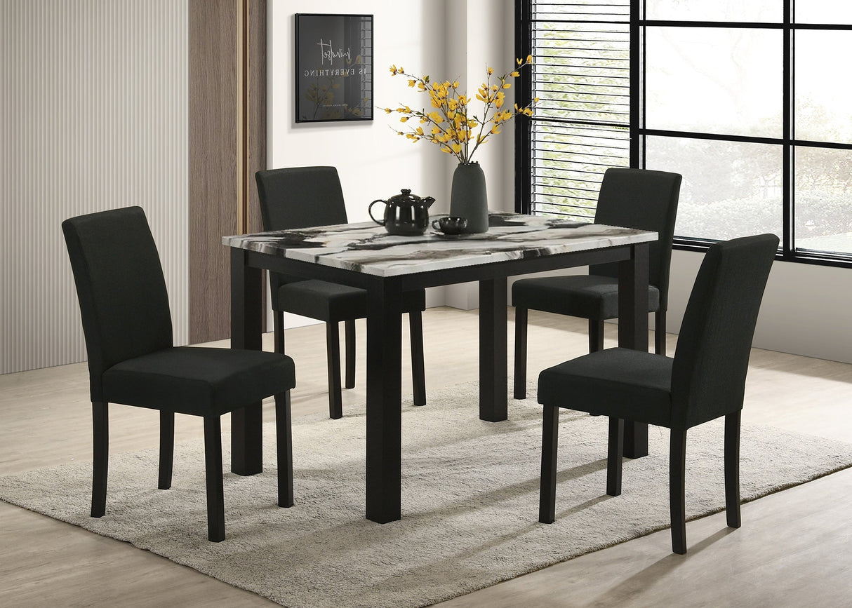 Resia Black/Brown Faux Marble Dining Table by Crown Mark at Eve Furniture