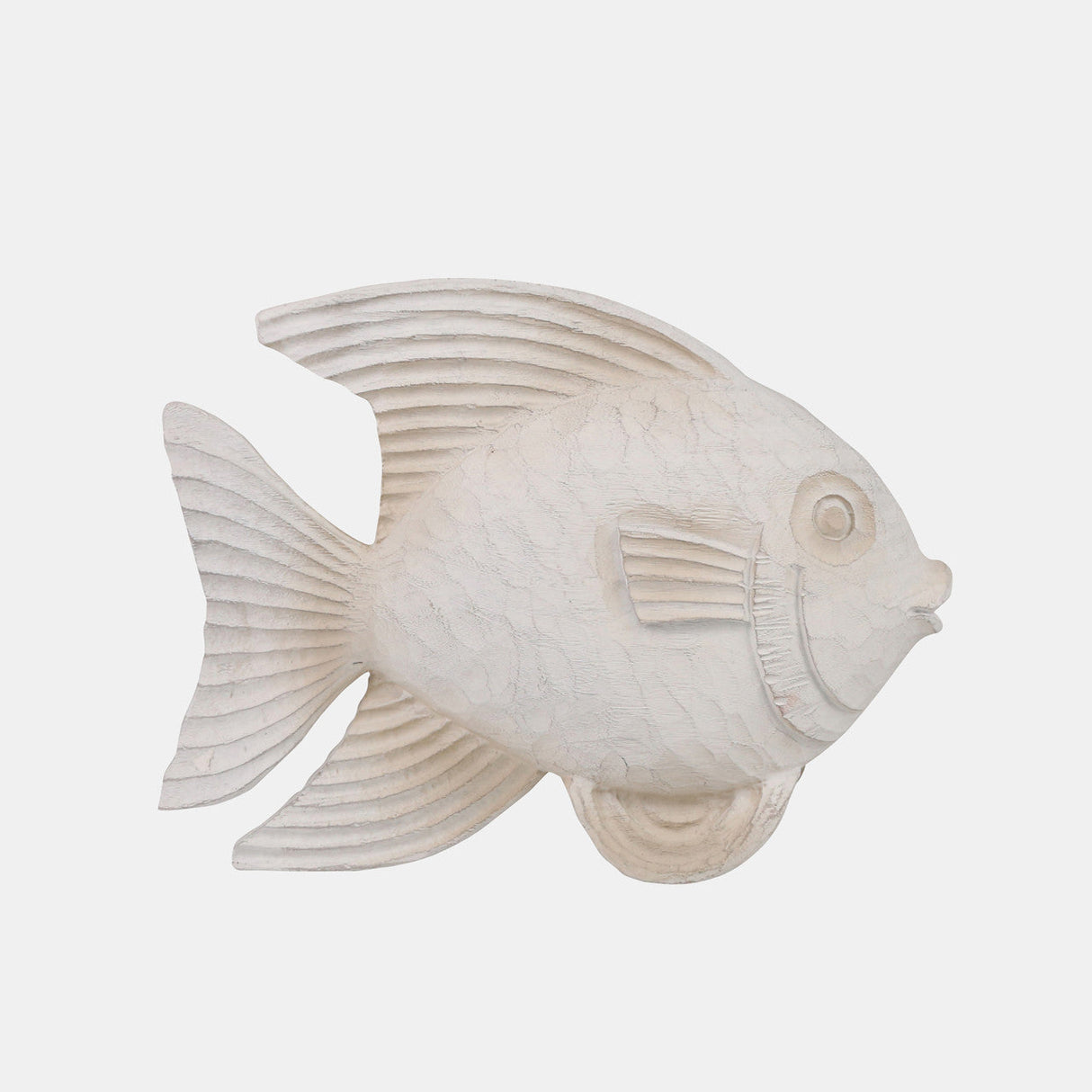 Resin 10" Fish Figurine, Whitewash