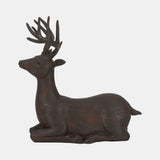 Resin, 11"h Laying Reindeer Deco, Brown