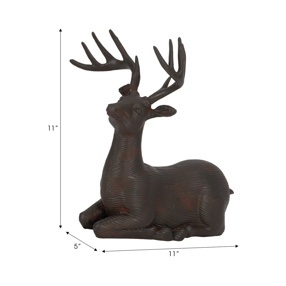 Resin, 11"h Laying Reindeer Deco, Brown