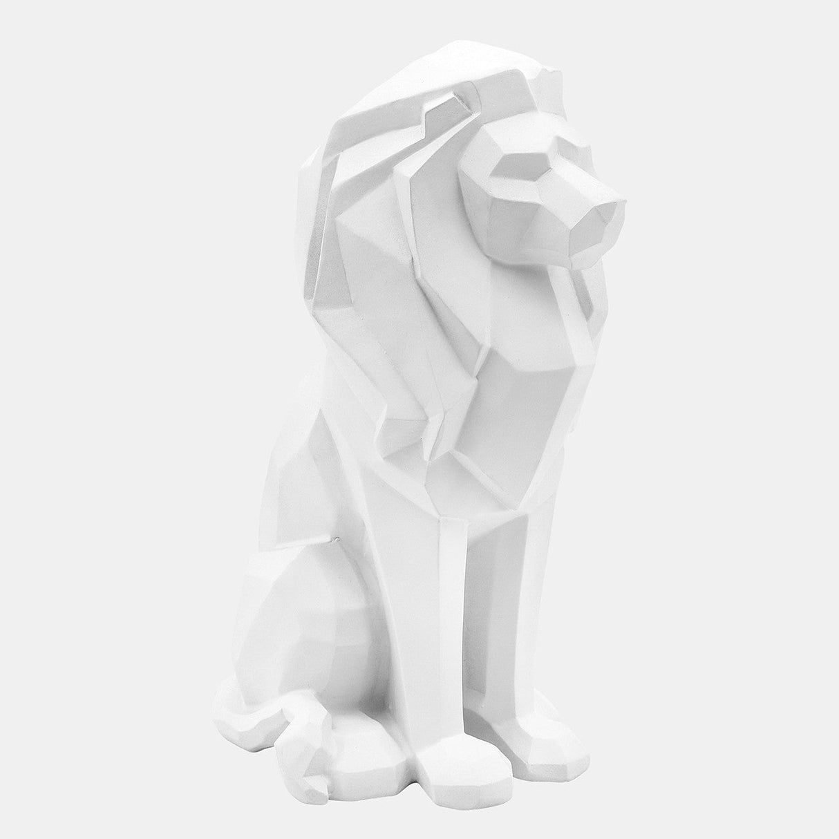 Resin 11"h Sitting Lion, White