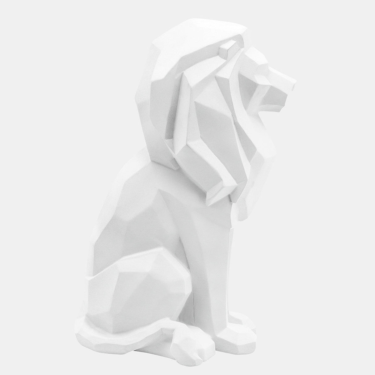 Resin 11"h Sitting Lion, White