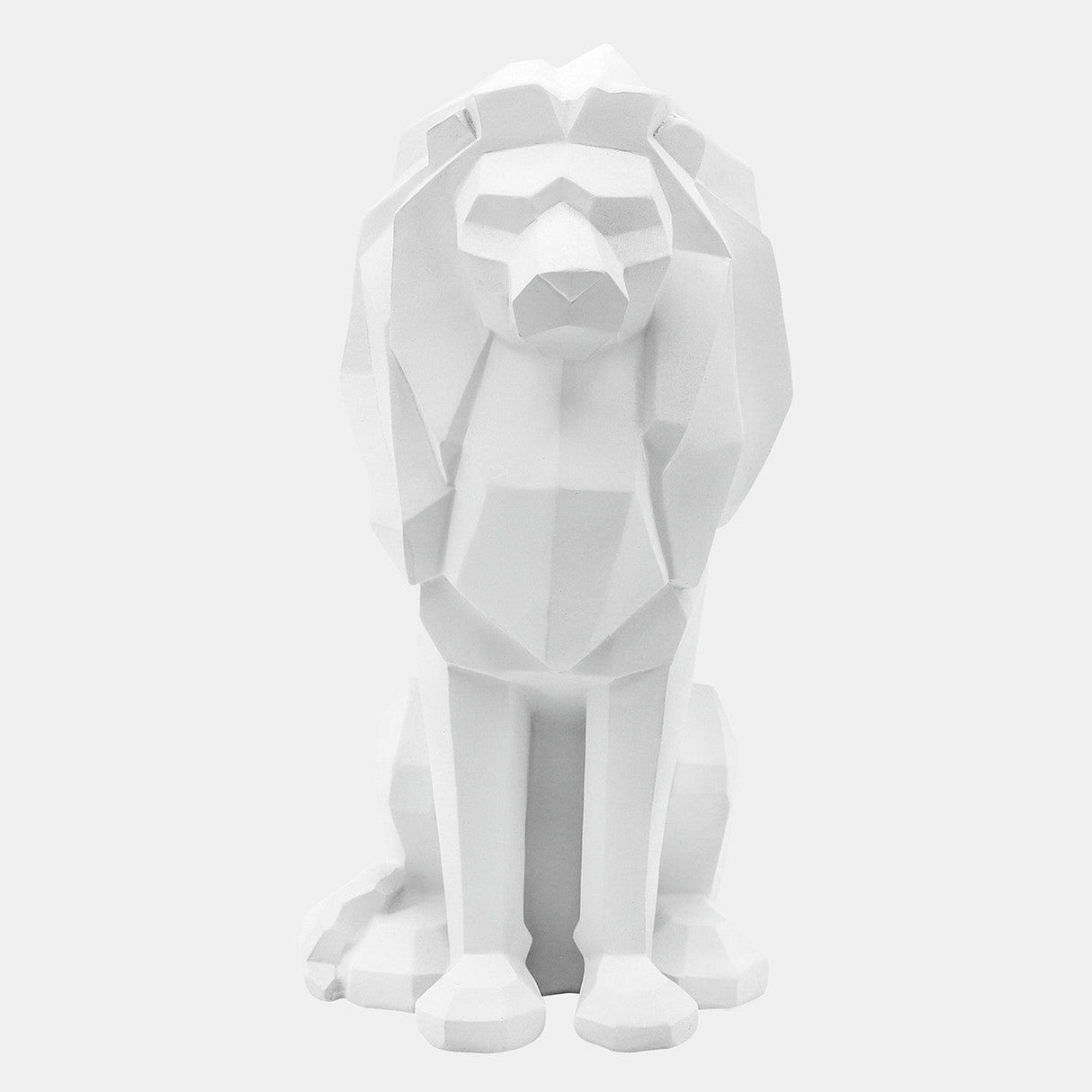 Resin 11"h Sitting Lion, White