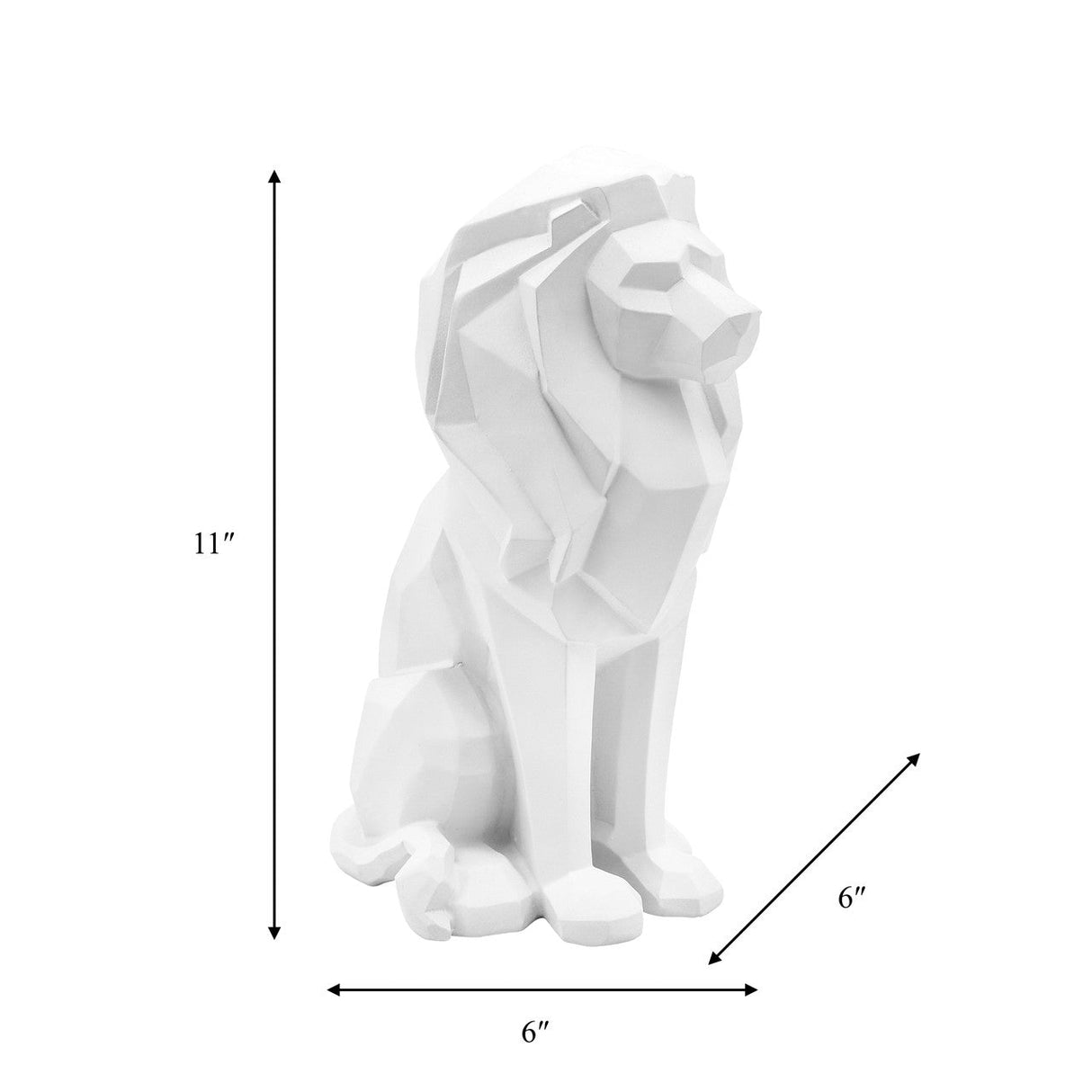 Resin 11"h Sitting Lion, White