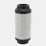 Resin 14"h Chevron Vase, Blk/white