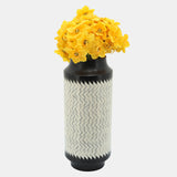 Resin 14"h Chevron Vase, Blk/white