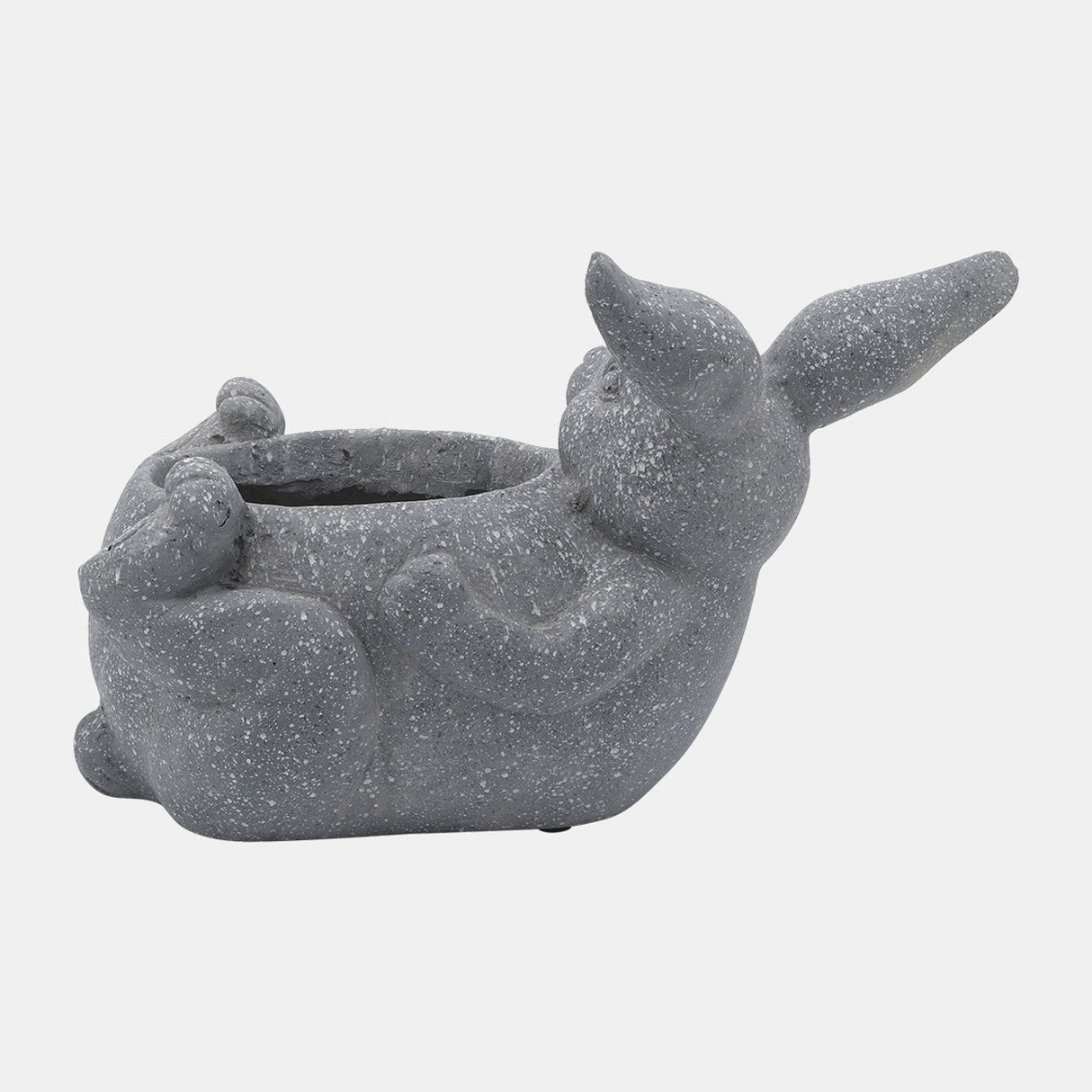 Resin, 15"d Laying Bunny Planter, Gray