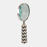 Resin, 4" Chevron Magnifying Glass, Black/white