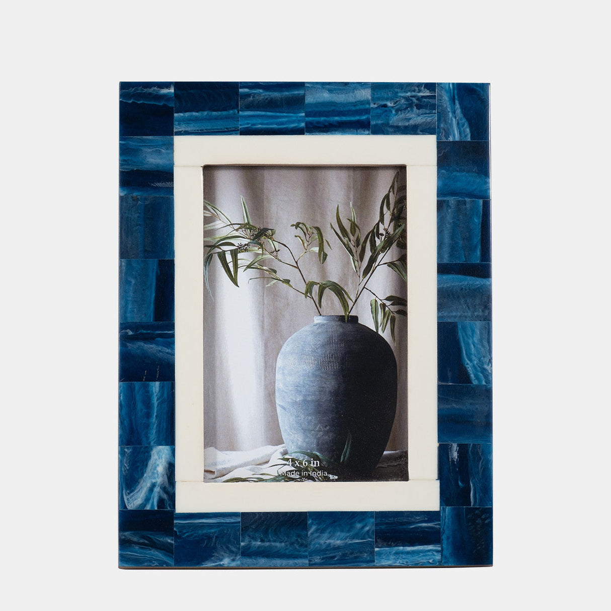 Resin, 4x6 Navy & White Border Photo Frame, Navy/w