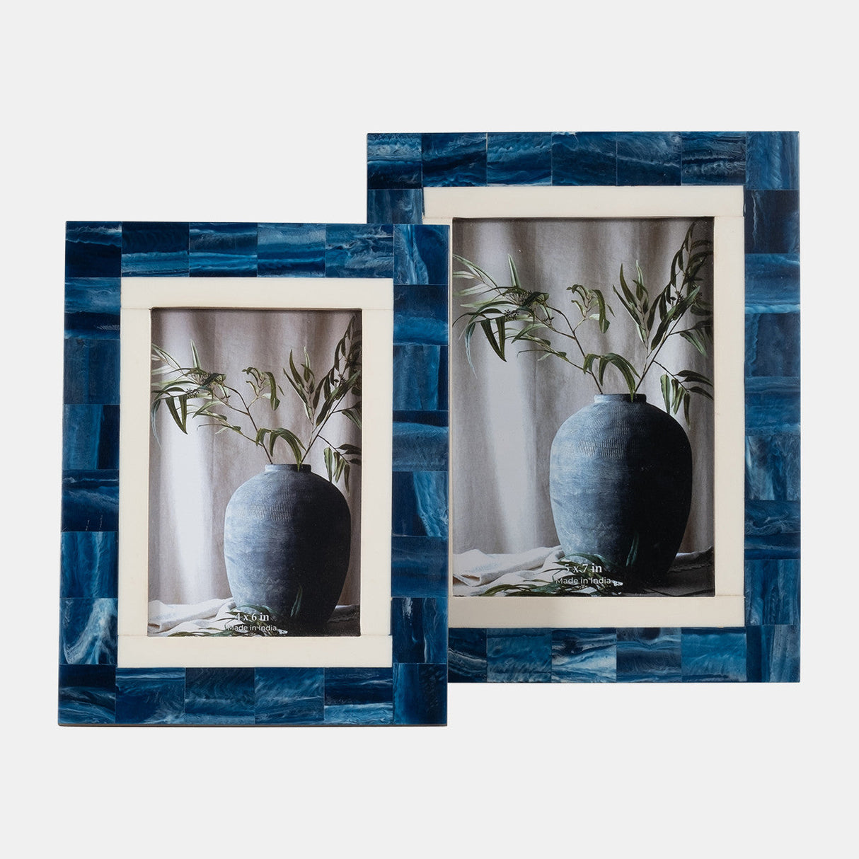 Resin, 4x6 Navy & White Border Photo Frame, Navy/w