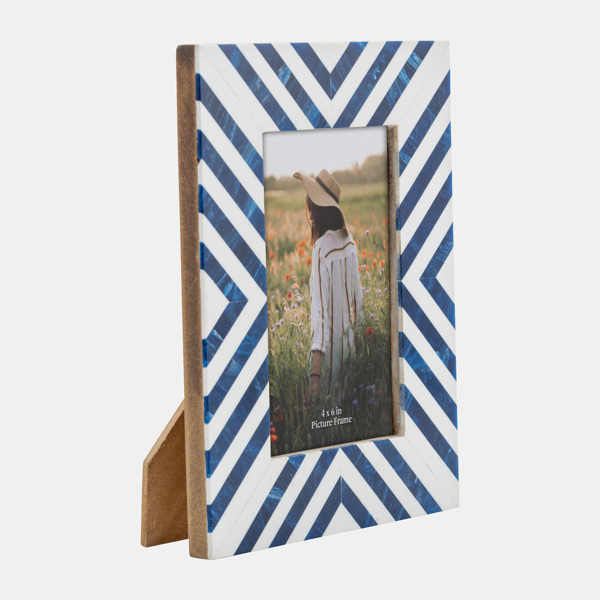 Resin, 4x6 Striped Photo Frame, Blue