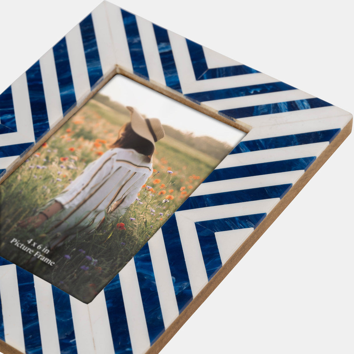 Resin, 4x6 Striped Photo Frame, Blue