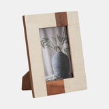 Resin, 4x6 Wood Stripe Photo Frame, Ivory/brown