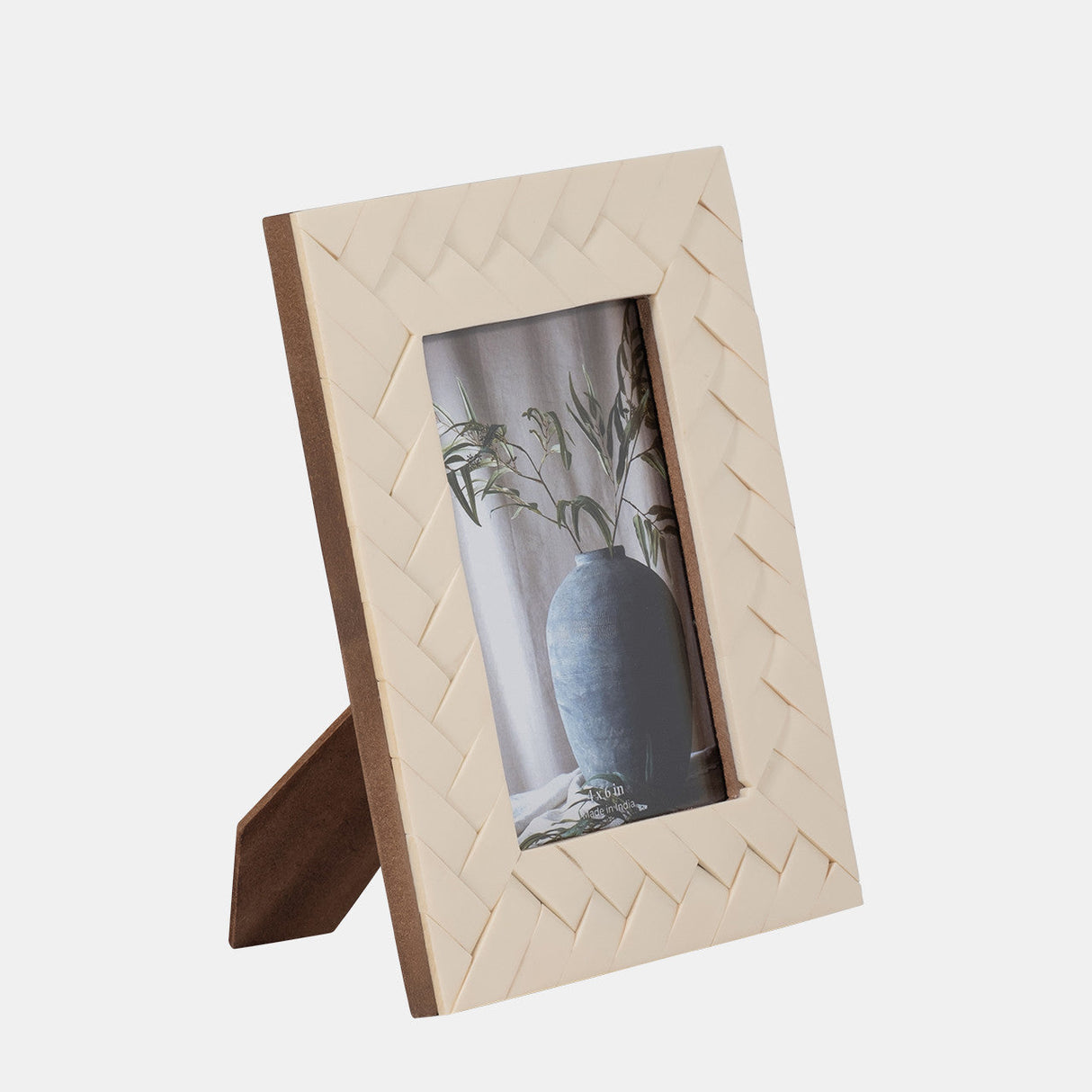 Resin, 4x6 Woven Photo Frame, Ivory