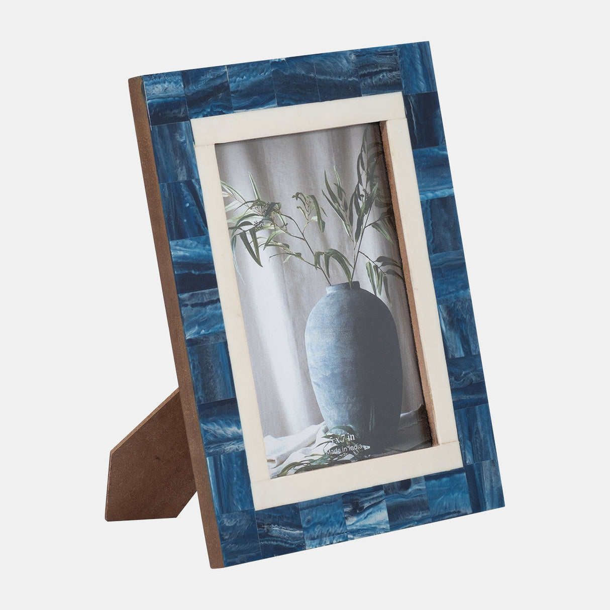 Resin, 5x7 Navy & White Border Photo Frame, Navy/w