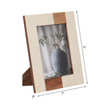 Resin, 5x7 Wood Stripe Photo Frame, Ivory/brown