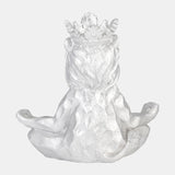 Resin 7" Yoga Lion W/ Crown, Silver