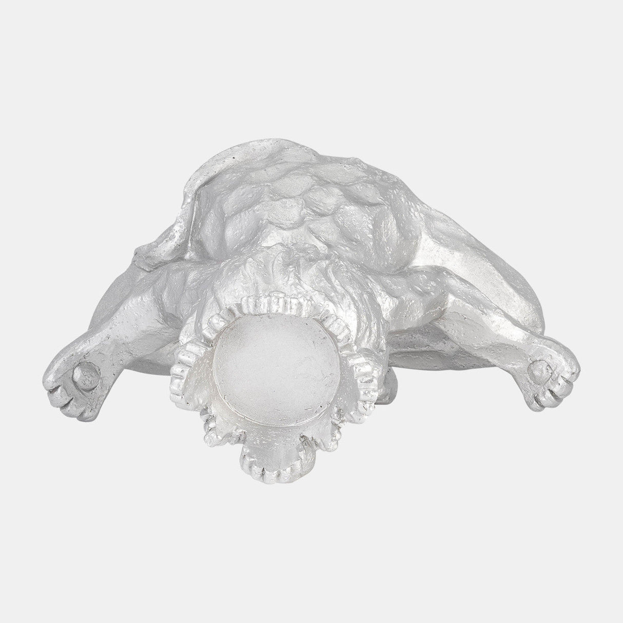 Resin 7" Yoga Lion W/ Crown, Silver