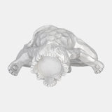 Resin 7" Yoga Lion W/ Crown, Silver