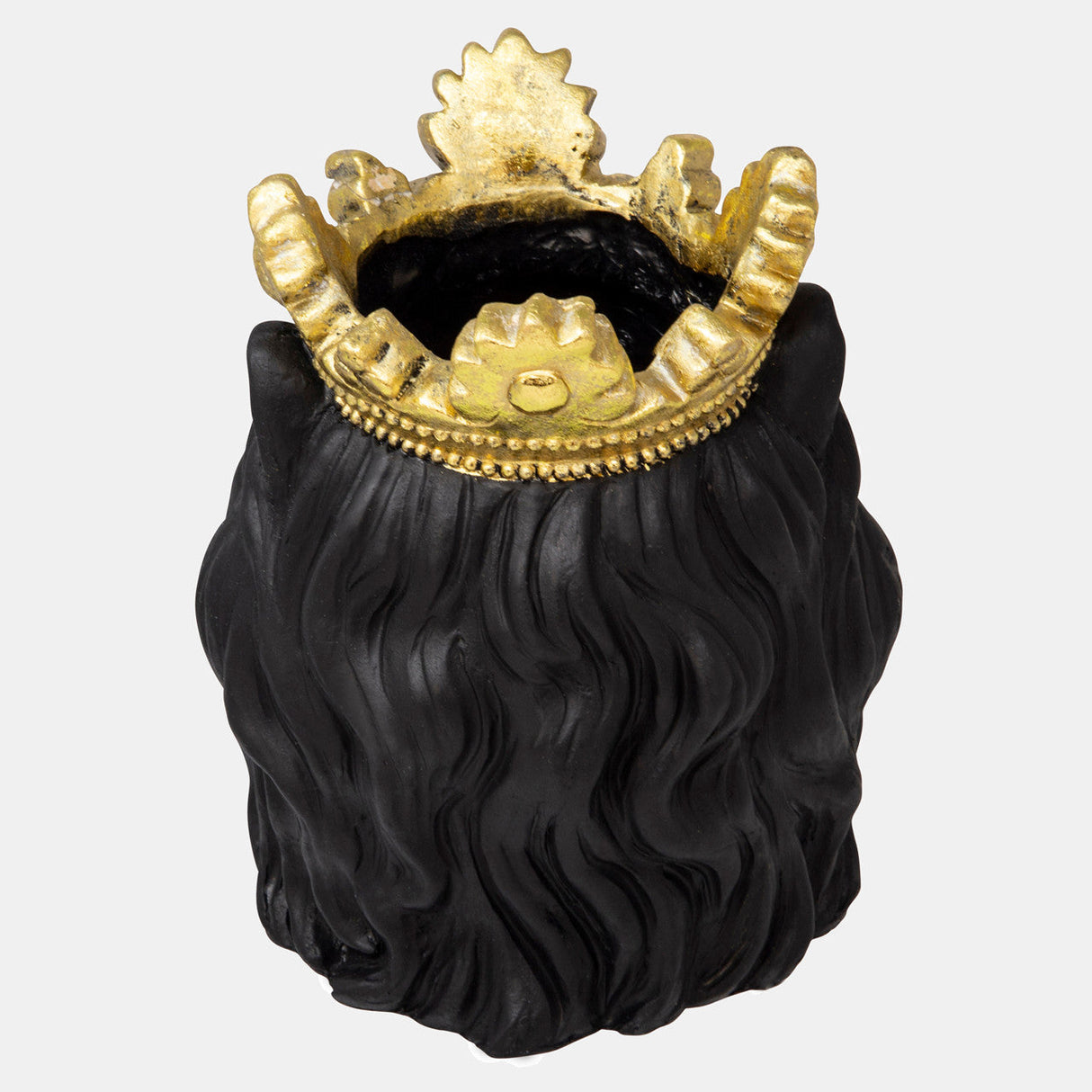 Resin 9" Lion W/ Crown, Black