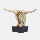 Resin, S/2, 6''h, Man Sculpture Bookend, Gold