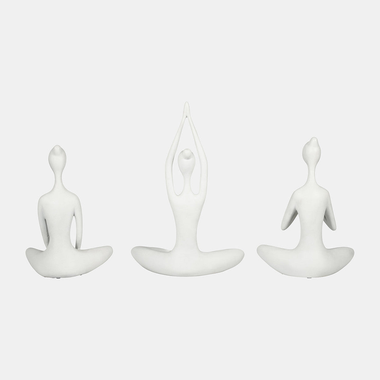 Resin, S/3 10"h Yoga Ladies, Wht