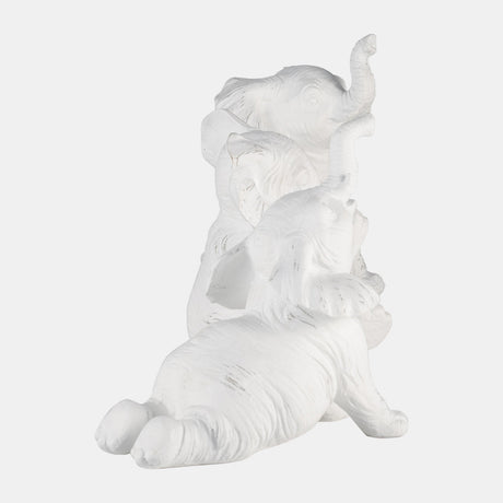 Resin, S/3 6" Stone Look Yoga Elephant, White