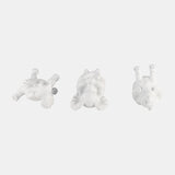 Resin, S/3 6" Stone Look Yoga Elephant, White