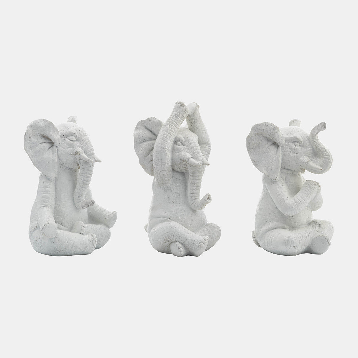 Resin, S/3, 8"h, Yoga Elephants, Wt