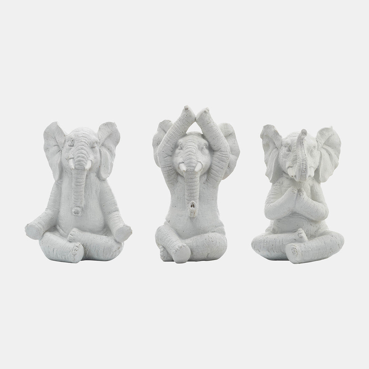 Resin, S/3, 8"h, Yoga Elephants, Wt