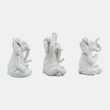 Resin, S/3, 8"h, Yoga Elephants, Wt