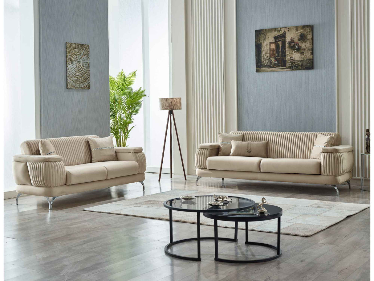 Resital Beige 3-Piece Living Room Set (Sofa & Loveseat & Chair)