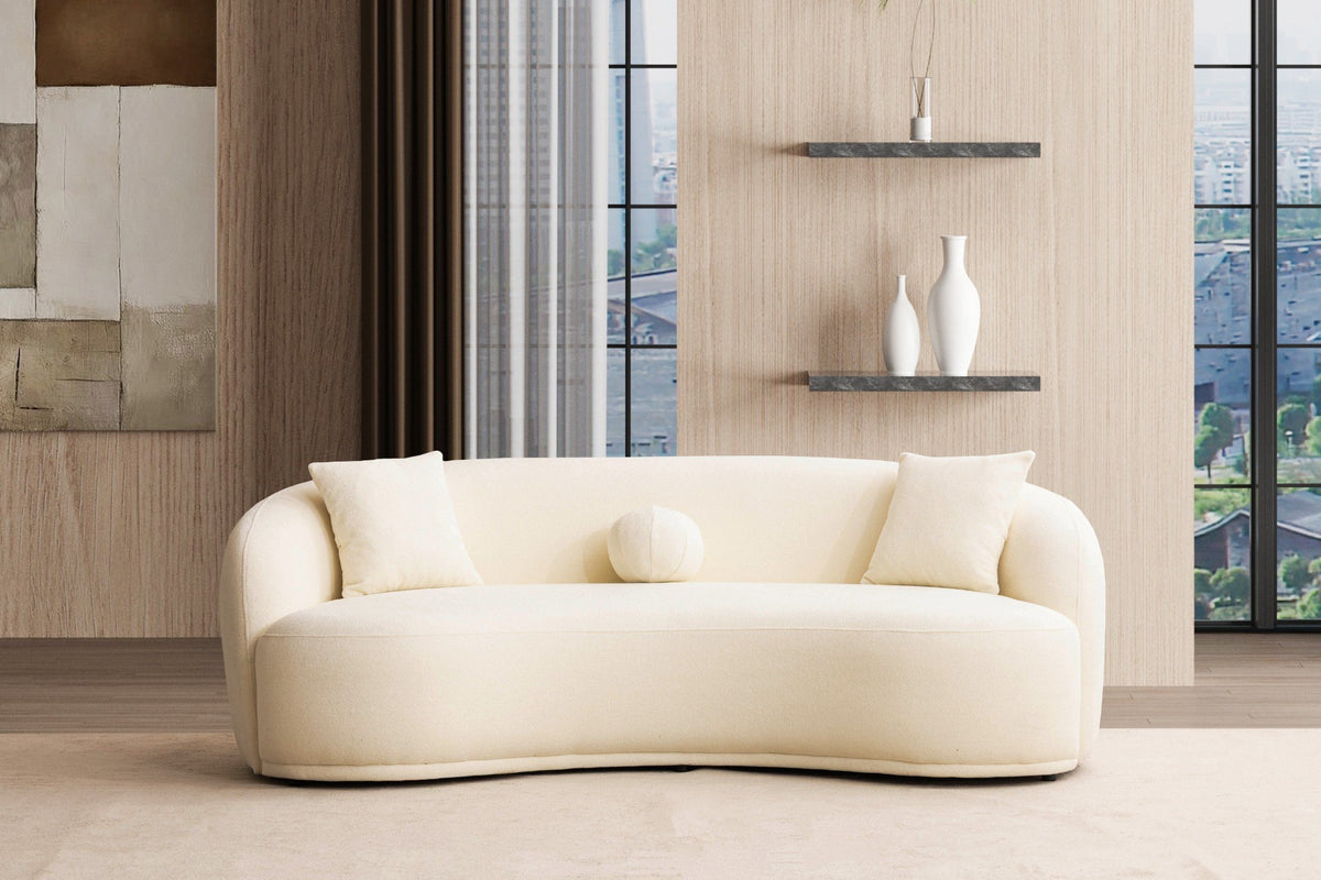 Sole Cream Boucle Curved Sofa 91″