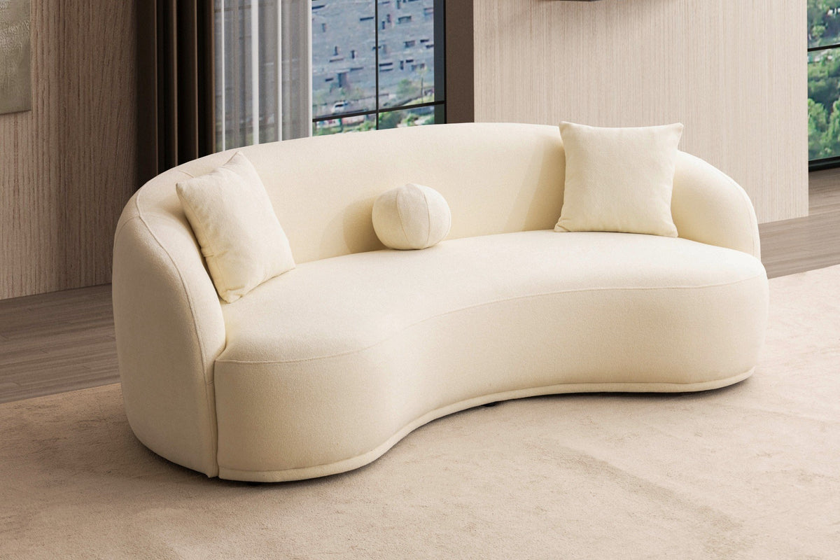 Sole Cream Boucle Curved Loveseat 81″