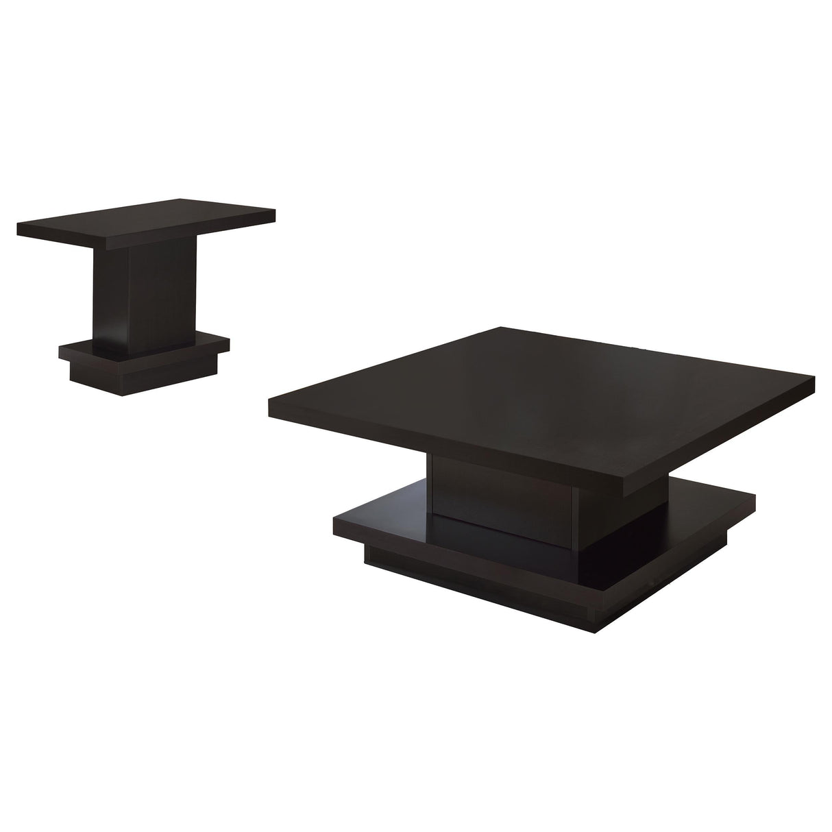 Reston Cappuccino 2-Piece Square Coffee and End Table Set by Coaster at Eve Furniture